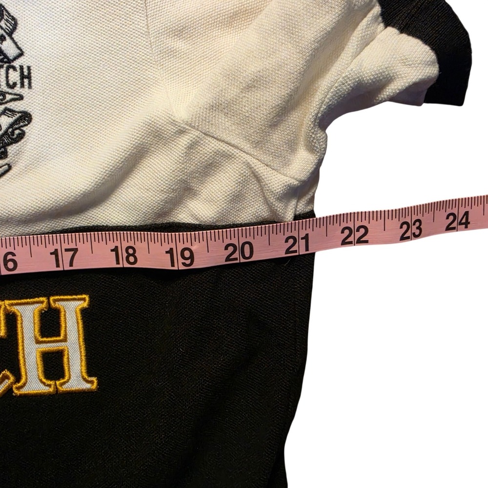 VTG Polo Ralph Lauren Blackwatch Custom Fit Polo Shirt Mens Large White Black #2 - Picture 4 of 6